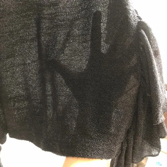 MM6 Maison Margiela black sheer side ruffle top